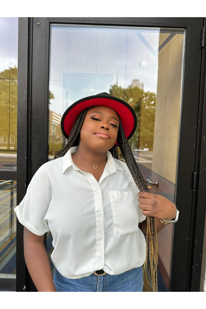 Black And Red Bottom Fedora Hat
