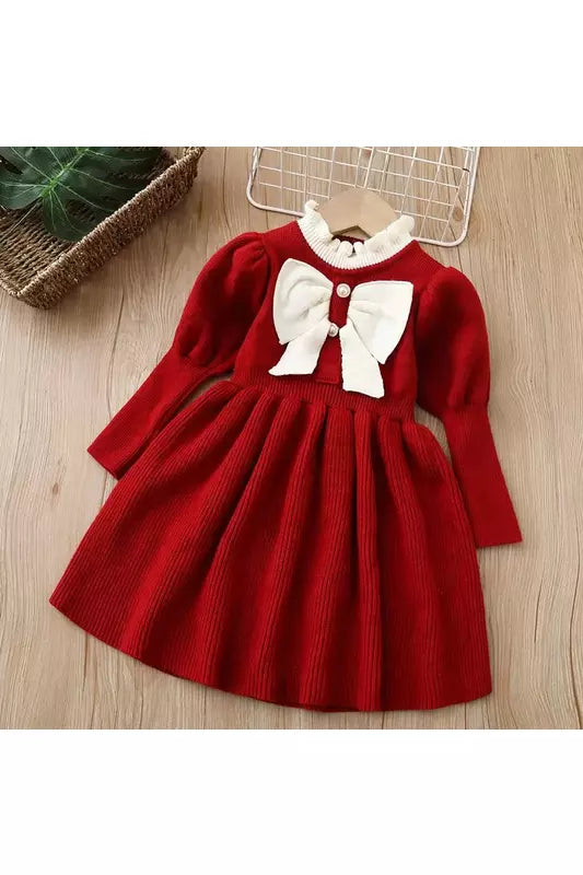 white christmas dresses Girls Holly Berry Christmas Dress with Rose Accents – Tadpole Apparel main image 0
