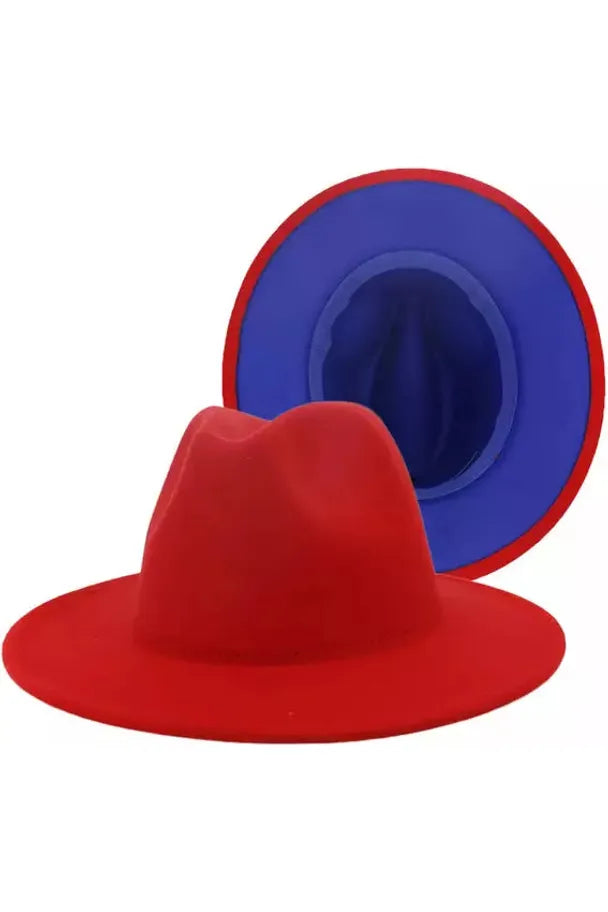 Red & Royal Blue Bottom Fedora Hat