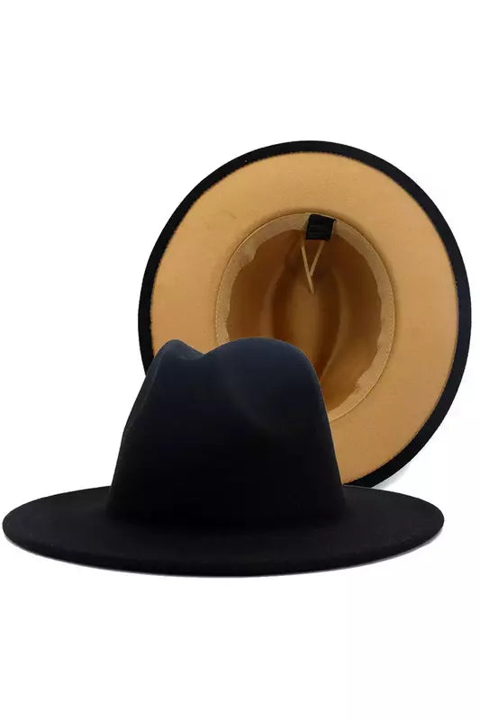 Black And Tan Bottom Fedora Hat