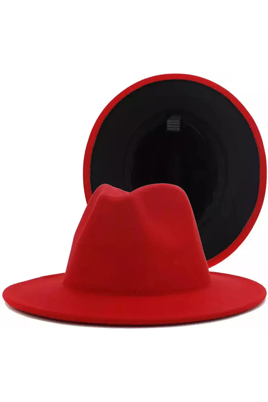 Red & Black Bottom Fedora Hat