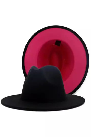 Black and Pink Bottom Fedora Hat