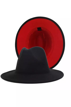 Black And Red Bottom Fedora Hat