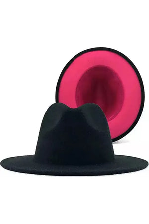 Black and Pink Bottom Fedora Hat