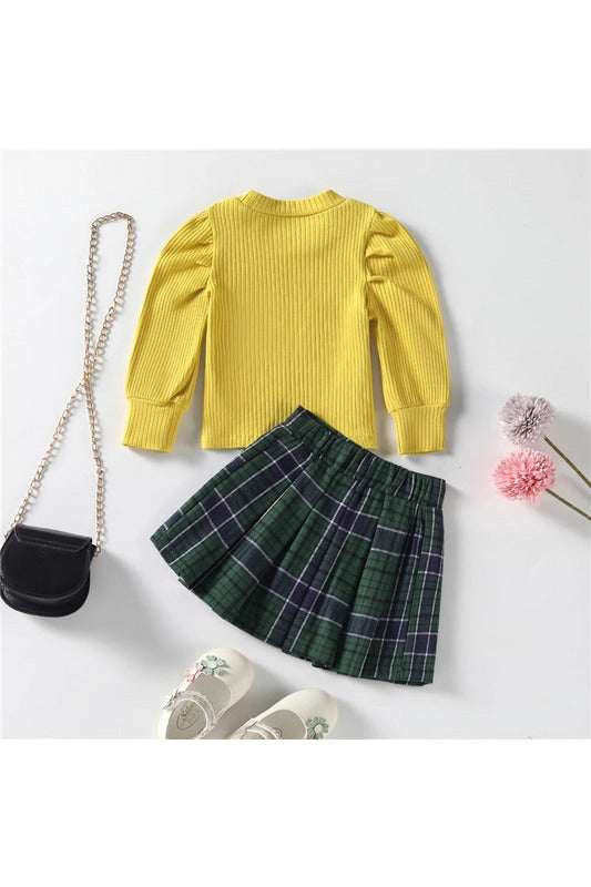 Plaid Pleated Skirt Set