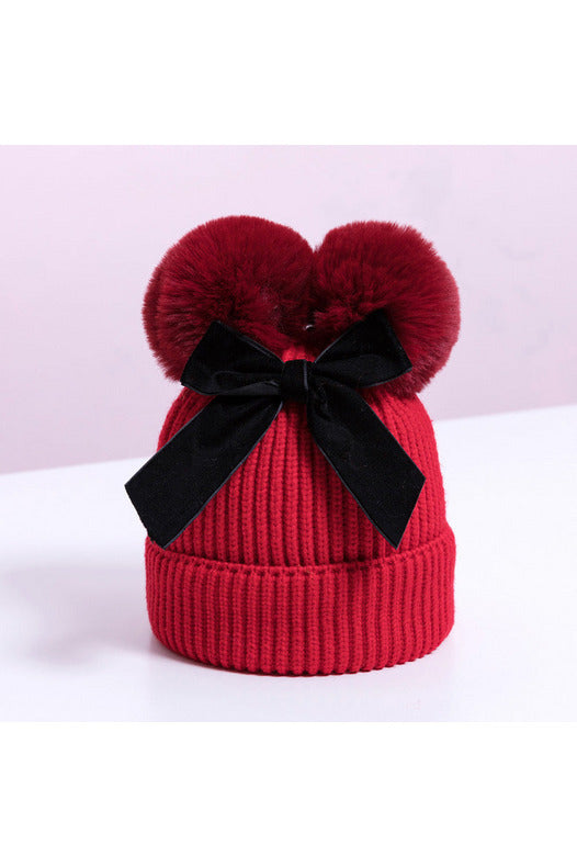 Double Pom & Bow Beanies